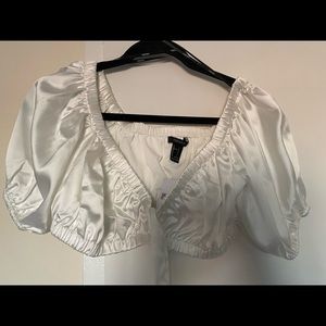 Satin White Crop Top